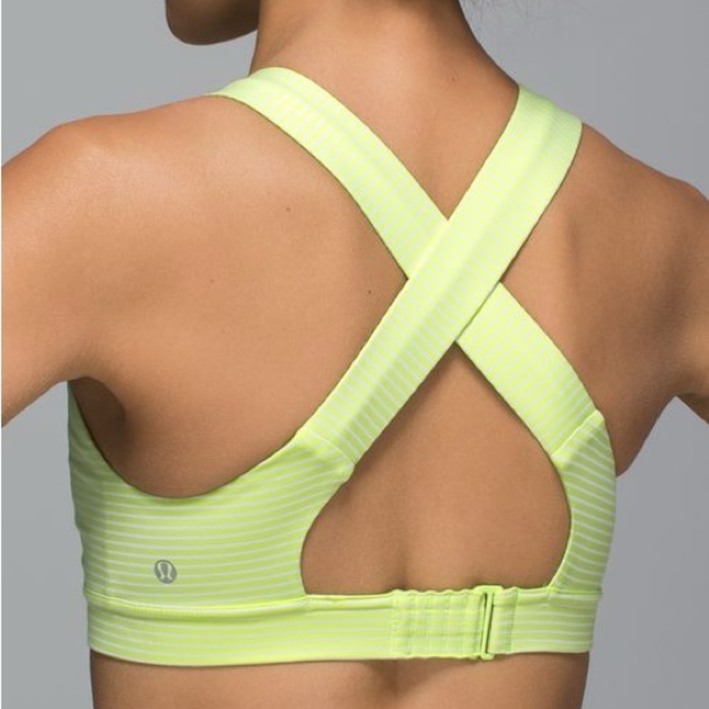 ✅ Lululemon All Sport Bra Adjustable Hyper Stripe Mint Zest Medium Support